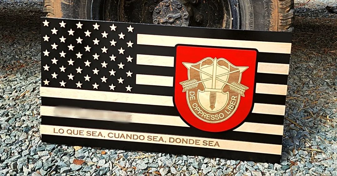 SF parting gift. Love custom projects for my military community! 

#lazylabacres #7thgroup #greenberet #usarmy #woodworking #customflag #retirementgift #veteranowned #woodshop #smallbusiness